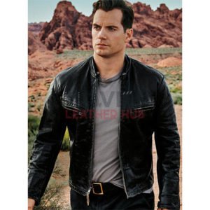 henry cavil leather Black jacket