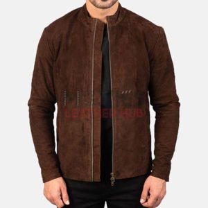 Men's Charcoal Mocha Suede Biker Jackets