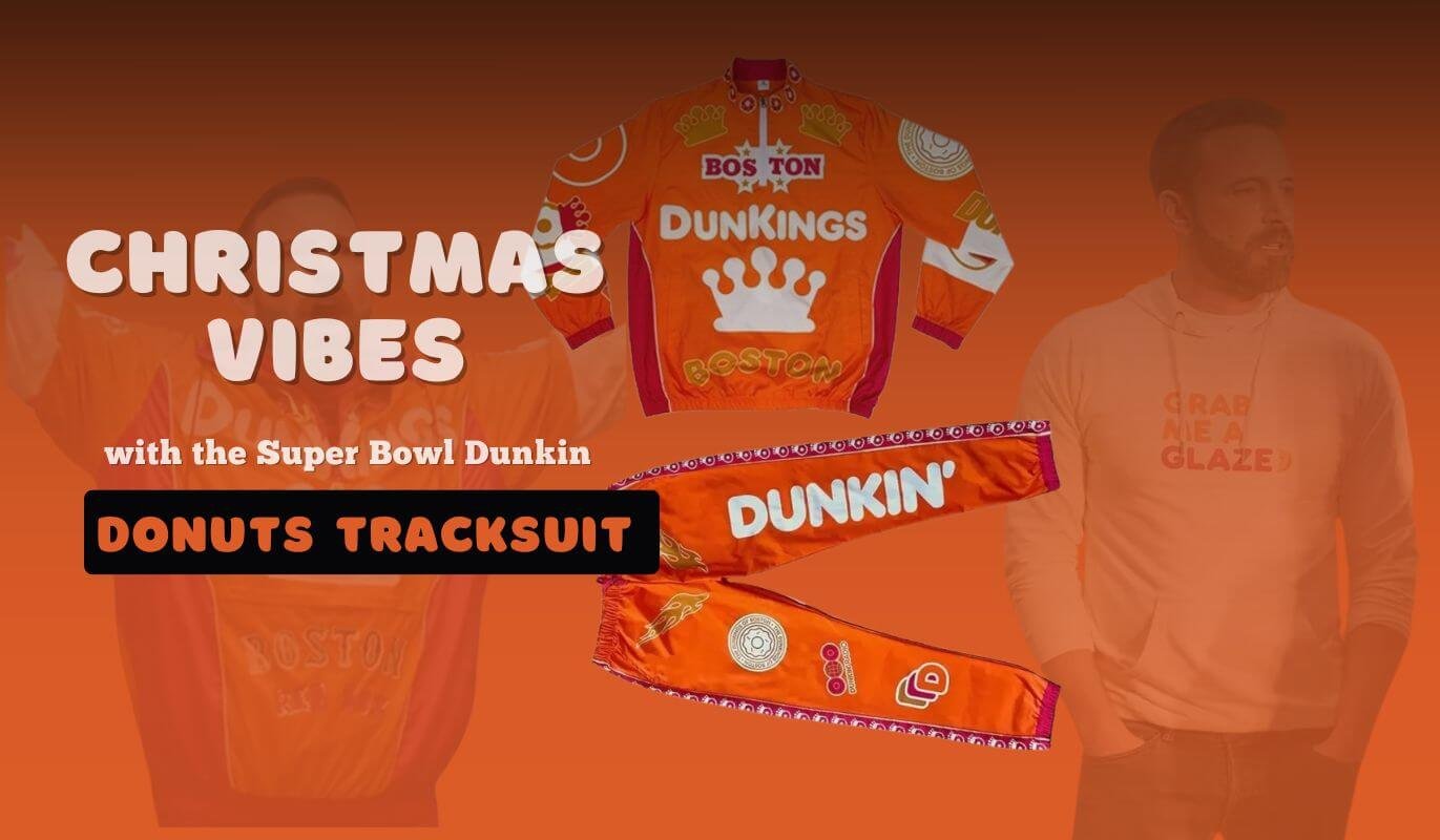 chirstmas vibes with the super bowl dunkin donuts tracksuit