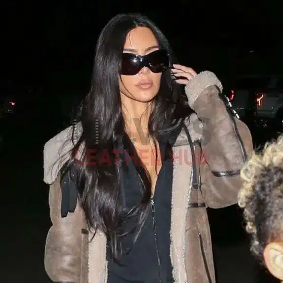 Kim-Kardashian-Shearling-Leather-Coat