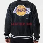 LA Lakers NBA Bomber Black Satin Jacket