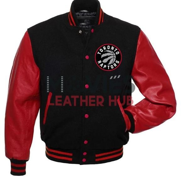 Toronto Raptors NBA Red and Black Varsity Jacket