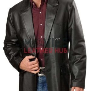 Elegance Black Leather Blazer