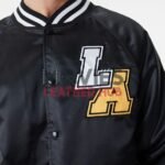 LA Lakers NBA Bomber Black Satin Jacket