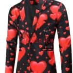 Valentine’s Day Hearts Printed Black Blazer