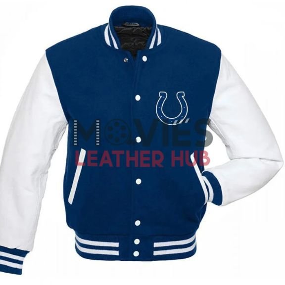 Indianapolis Colts Blue and White Letterman Jacket