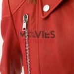 Women’s Red Flared Style Leather Fashion Jacket