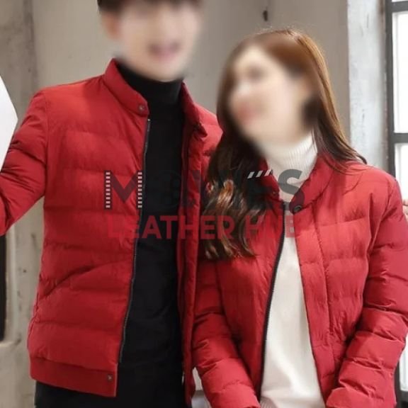 Valentines Special Couple Red Puffer Jacket