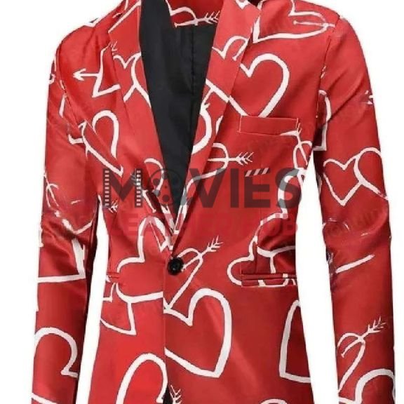 Valentine’s Day Hearts Printed Red Blazer