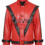 Michael Jackson Red Military Leather Jacket