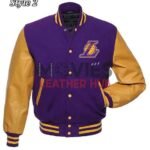 Los Angeles Lakers NBA Purple and Yellow Letterman Jacket