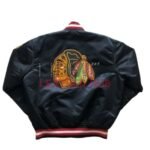 80's Starter Chicago Blackhawks NHL Satin Black Jacket - Men Jacket- On Sale- Movies Leather Hub