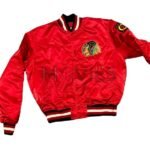 80's Starter Chicago Blackhawks NHL Satin Red Jacket - Men Jacket