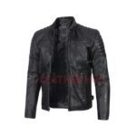 mens black cafe racer leather jacket