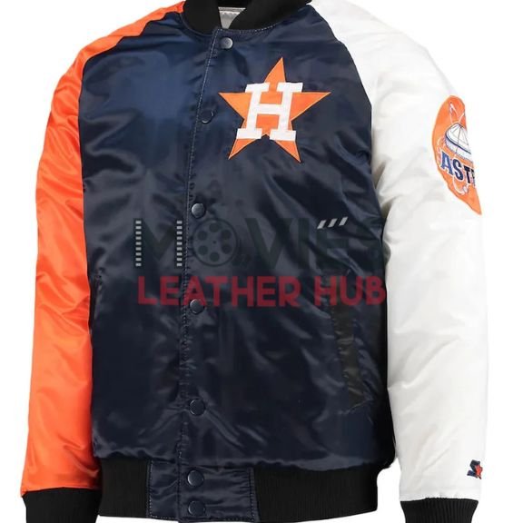 Navy/Orange Houston Astros Varsity Satin Tri-Color Jacket