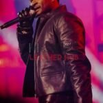 Usher Super Bowl Halftime Show Black Leather Jacket