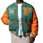 Men’s Florida A&M University Green and Orange Varsity Jacket