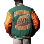 Men’s Florida A&M University Green and Orange Varsity Jacket