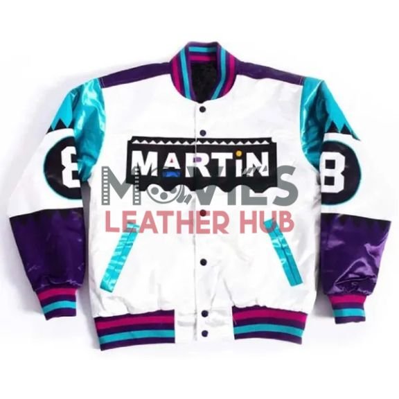 8 Ball Martin Lawrence White Varsity Bomber Jacket