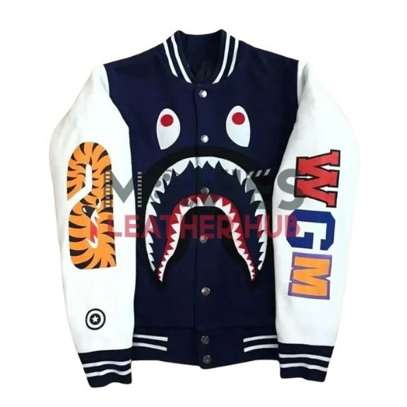 Bape Shark Sweat Red and White Varsity Jacket