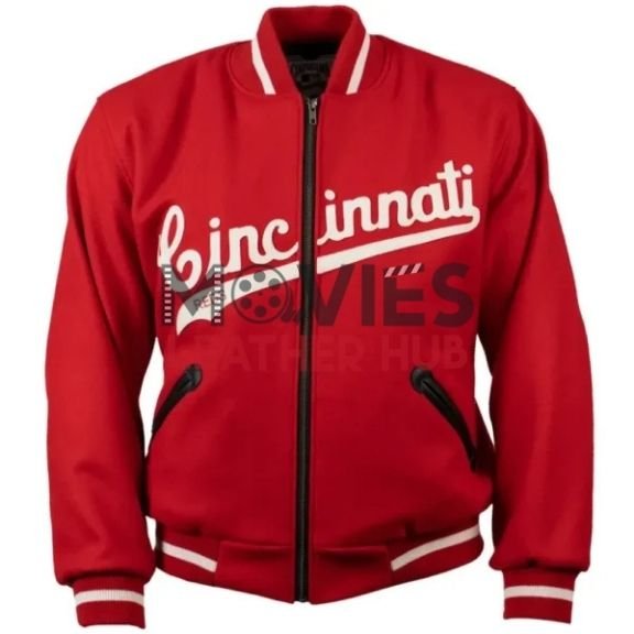 Cincinnati Reds 1969 Authentic Red Wool Zipper Varsity Jacket