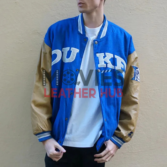 Duke University Blue and Tan Brown Varsity Jacket