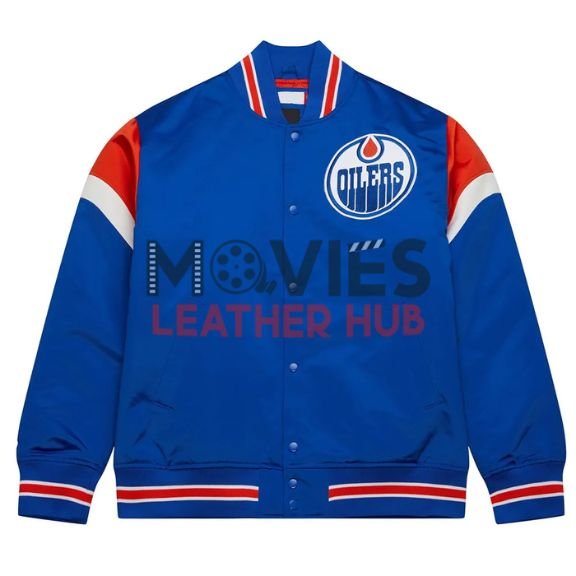 Edmonton Oilers Heavyweight Blue Satin Jacket