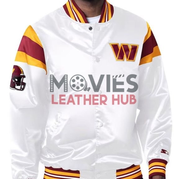 Washington Commanders Midweight White Satin Jacket