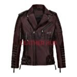 Charles Burnt Wine Leather Jacket