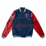 Minnesota Twins Blue and Red Wool/Leather Letterman Jacket
