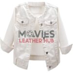 Kedera Collarless 3/4 Sleeve Cropped Denim Jacket