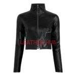 Faux Leather Cropped Biker Jacket