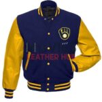 Letterman Milwaukee Brewers Yellow and Blue Jacket