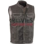 Men’s Biker Grey Leather Vest