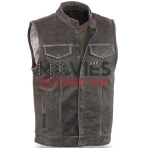 Men’s Biker Grey Leather Vest