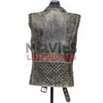 Women’s Spiked Distressed Black Leather Vest
