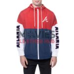 Atlanta Braves Color Block Navy/Red Hoodie Windbreaker