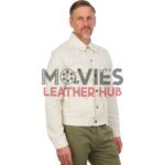 Polo Bear Embroidered White Trucker Jacket