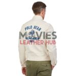 Polo Bear Embroidered White Trucker Jacket