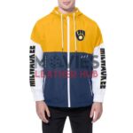 Milwaukee Brewers Color Block Navy/Gold Hoodie Windbreaker