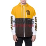 San Diego Padres Color Block Brown/Gold Hoodie Windbreaker