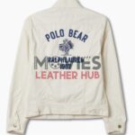 Polo Bear Embroidered White Trucker Jacket