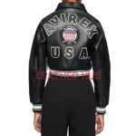 Americans Avirex USA Black Leather Bomber Jacket