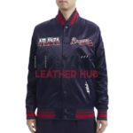 Atlanta Braves Turn It Up M Classic Rib Navy Satin Jacket