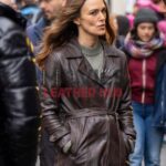 Black Doves 2024 Keira Knightley Brown Leather Coat