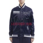 NY Yankees Turn It Up M Classic Rib Navy Satin Jacket