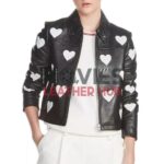 Women’s Maje Heart Motorcycle Leather Jacket