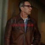 Jonathan Hyde The Brutalist Dark Brown Leather Jacket