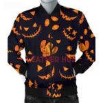 Halloween Pumpkin Black Bomber Jacket