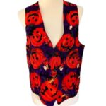 Smiling Red Pumpkins Purple Halloween Vest
